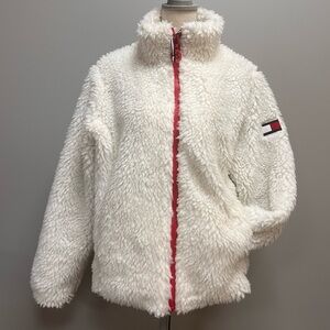 White Sherpa Fleece Red White and Blue accents